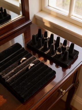 Black  Velvet Ring and Bracelet Display Set